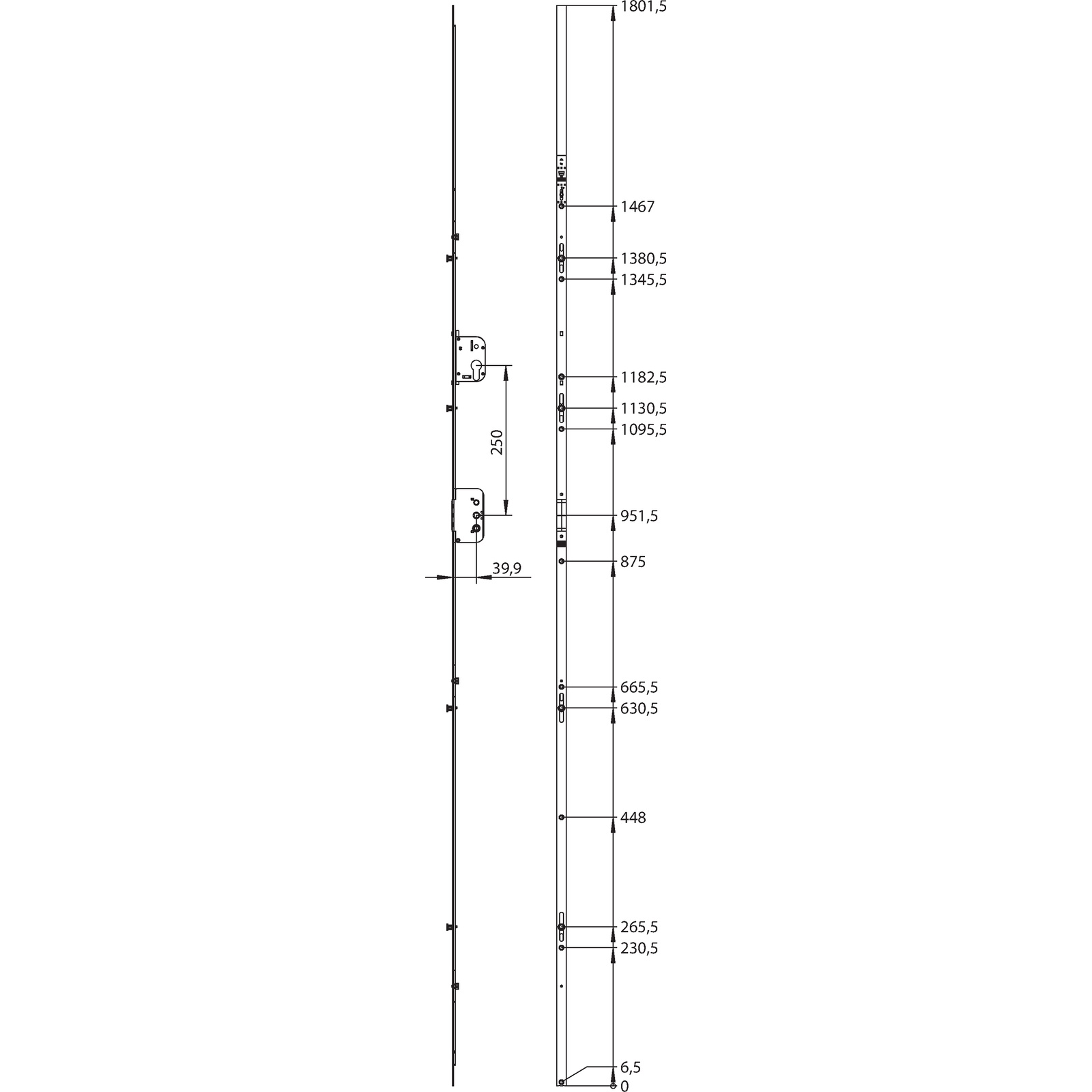 Winkhaus Getriebeschiene GAKA.PP.2000-4.D40