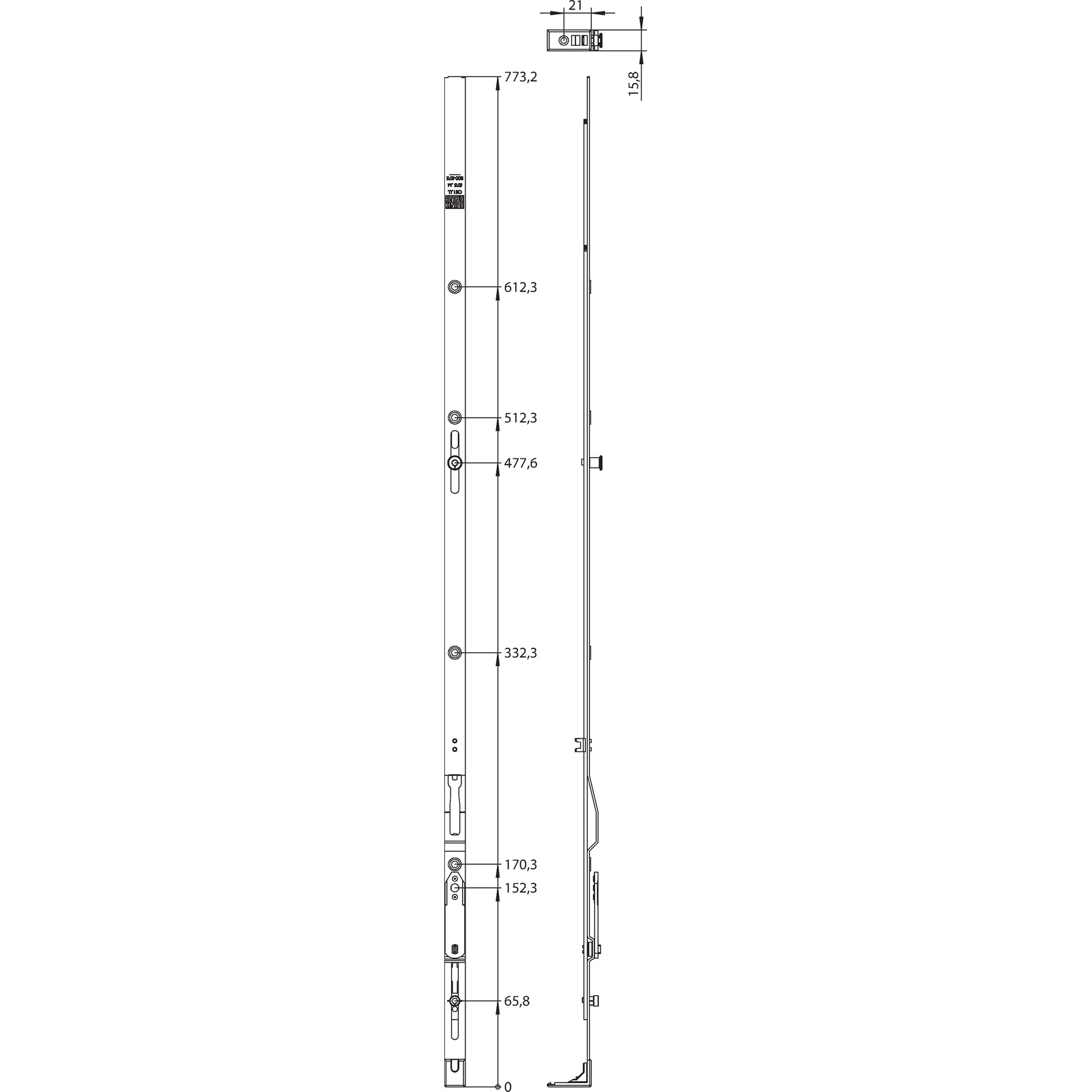 Winkhaus Oberschiene OS1.U.875-1.M.PKM