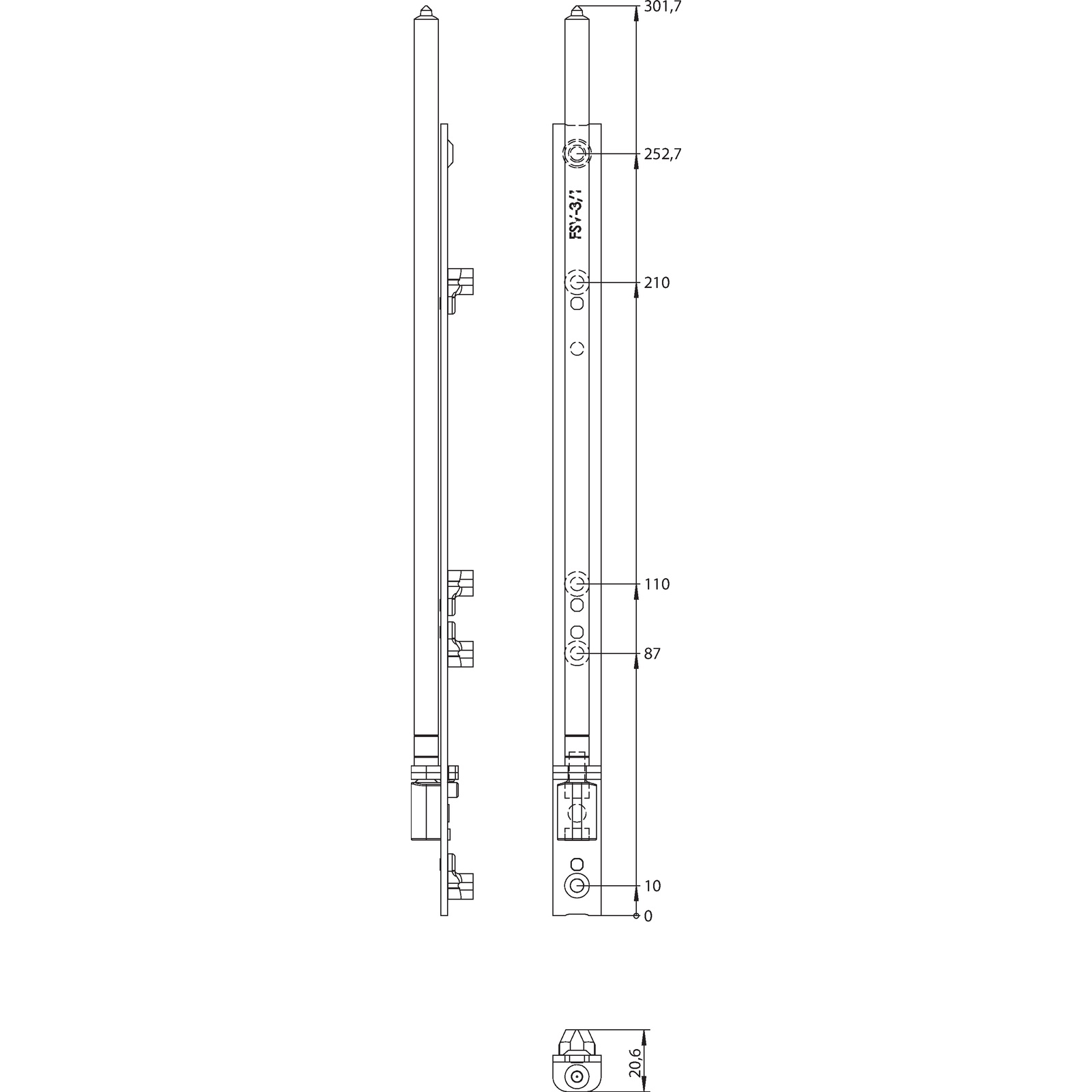 Winkhaus Flügellagerschiene FSV-3/1 SL
