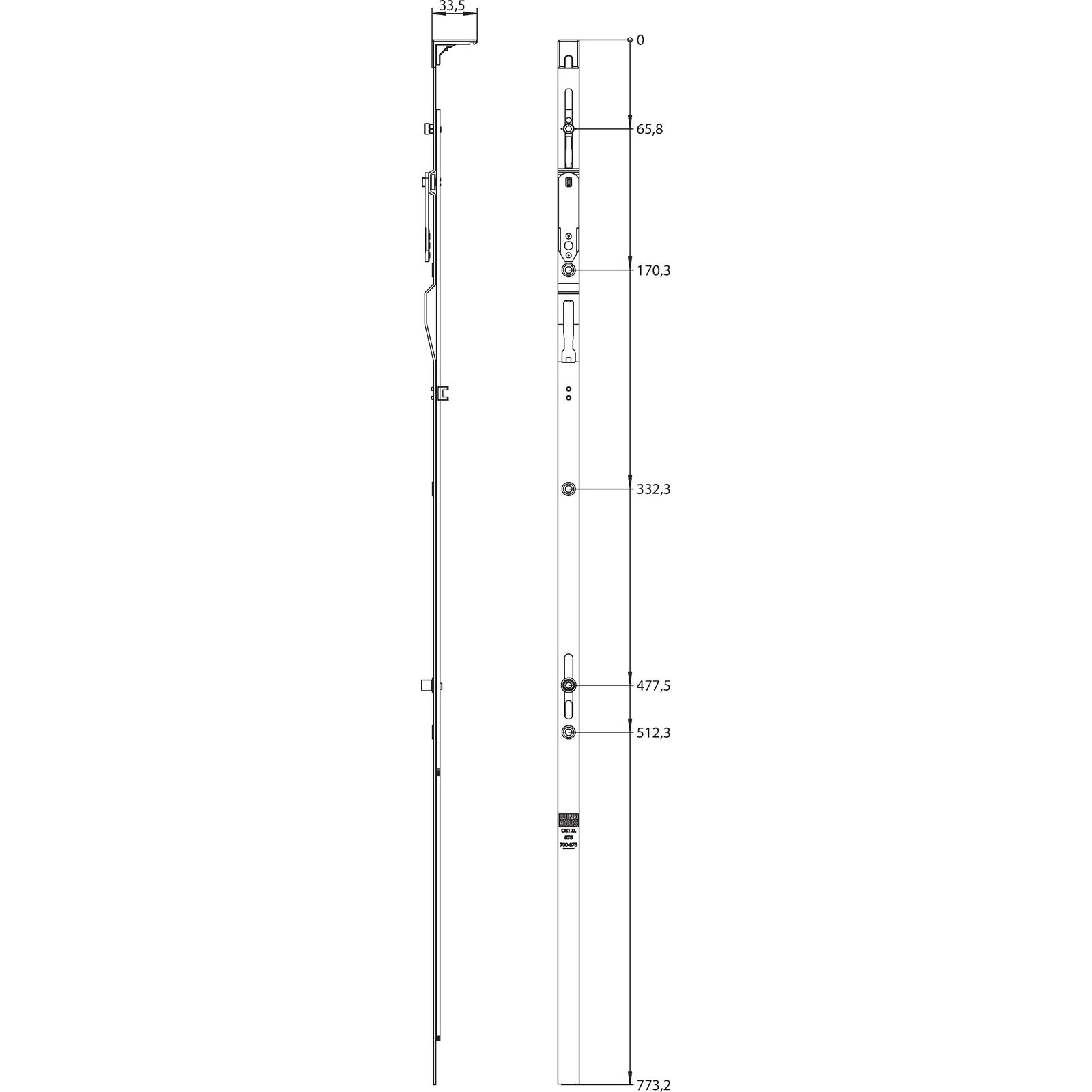 Winkhaus Oberschiene OS1.U.875-1.KT
