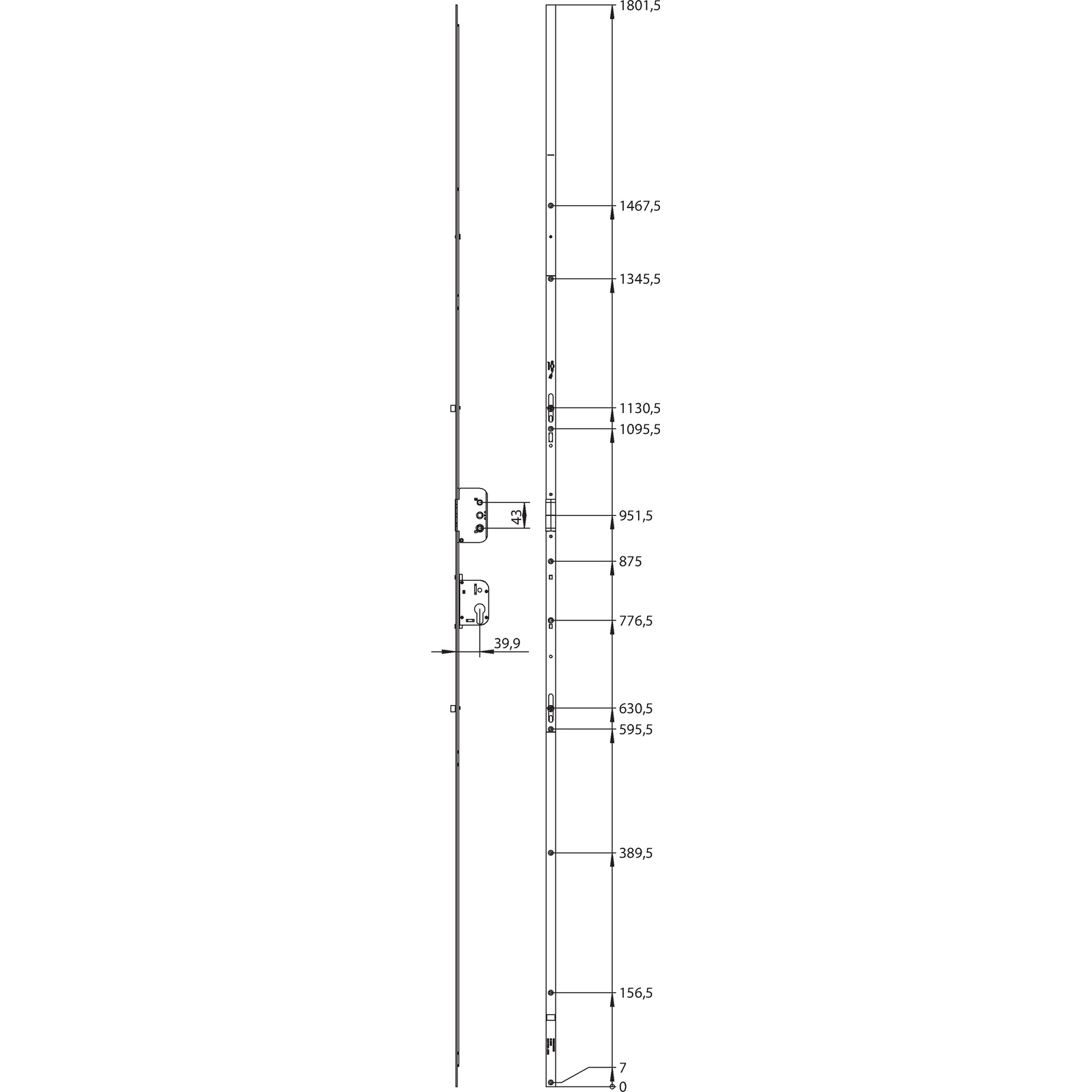 Winkhaus Getriebeschiene GRKA2000/2 D40 SL