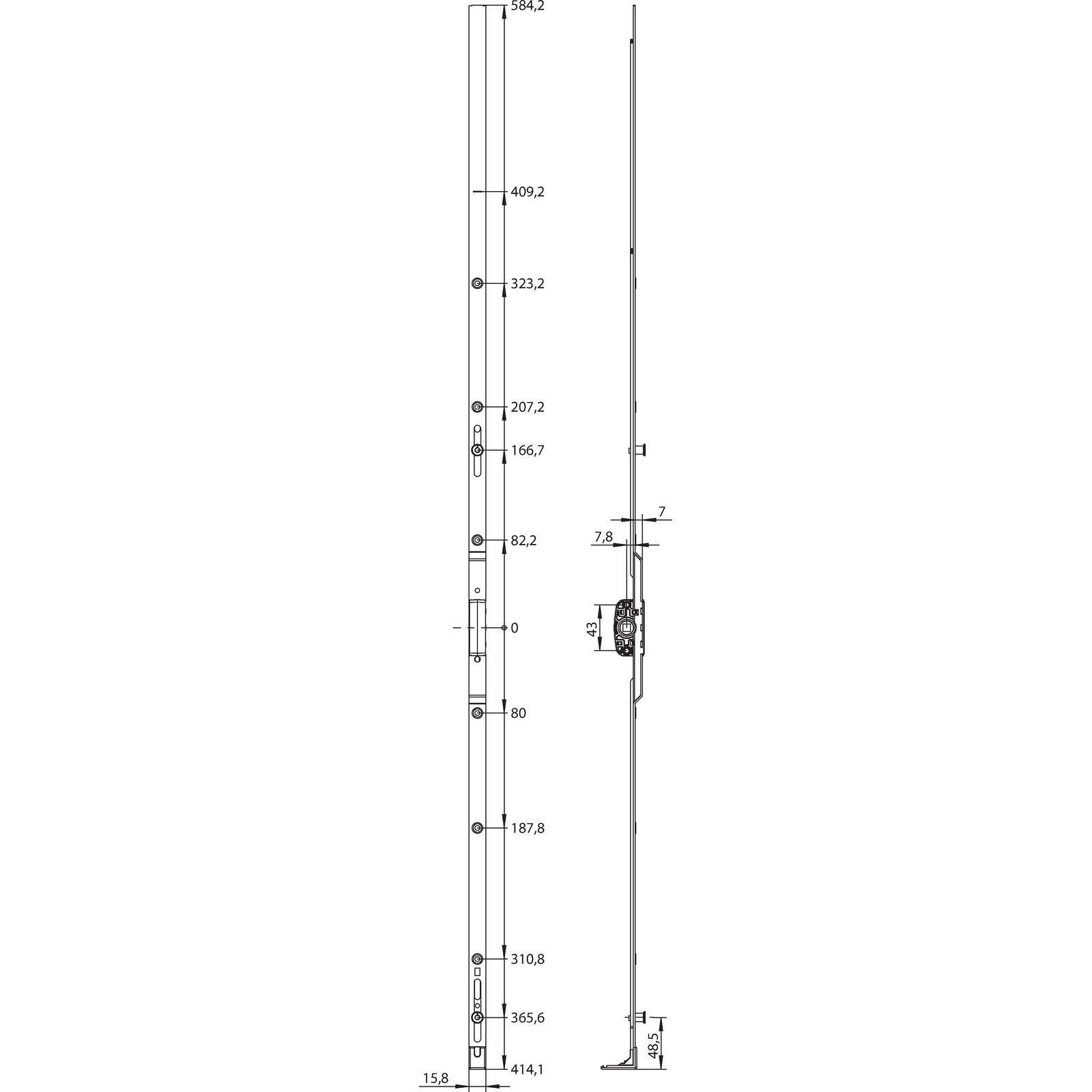 Winkhaus Getriebeschiene GK.U.1100-1.D8,5.G413.PKM