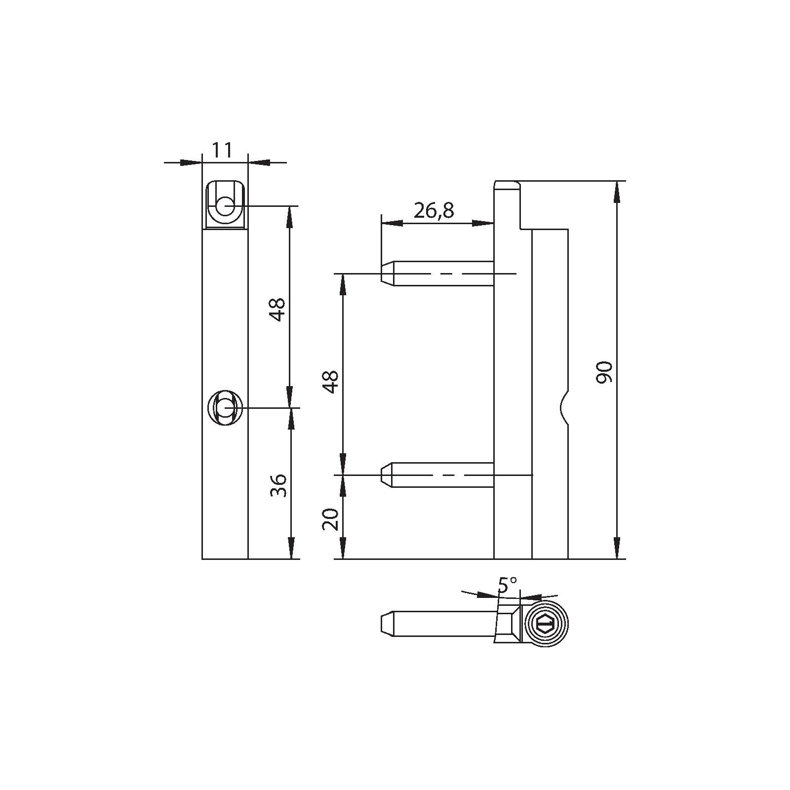 Winkhaus Flügellager FK 28-6/20 5° RS SL