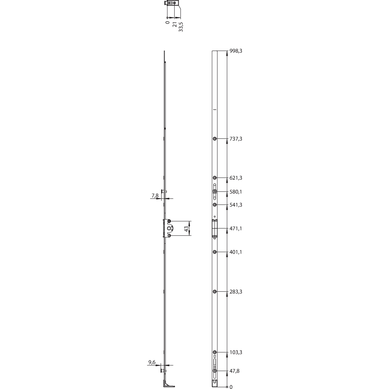 Winkhaus Getriebeschiene GK.U.1100-1.ZN.PKM