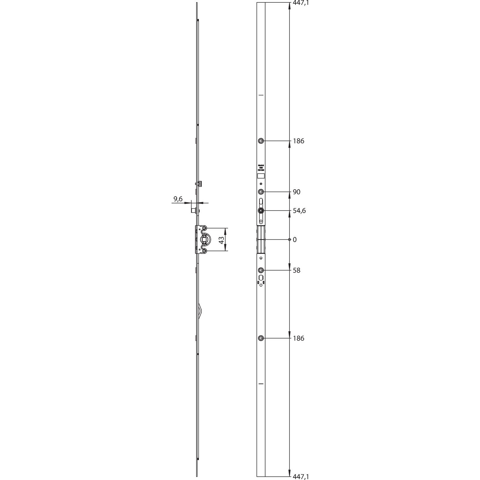 Winkhaus Getriebeschiene GM.U.N.1100-1.KT