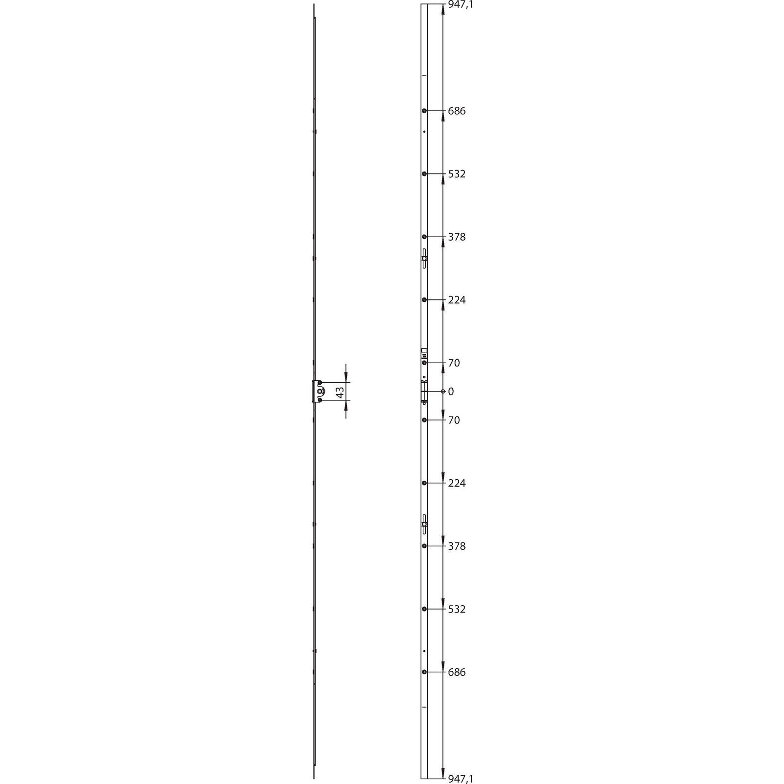 Winkhaus Getriebeschiene GM.U.2100-0.ZN