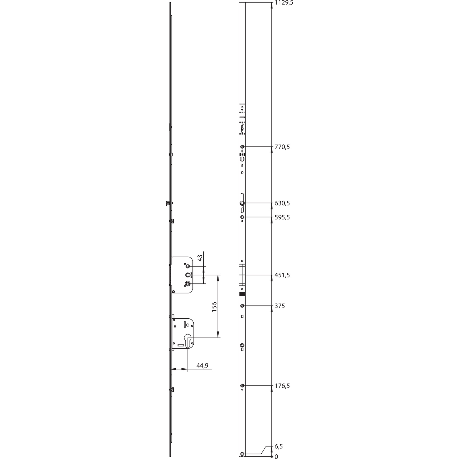 Winkhaus Getriebeschiene GAKA.1325-1.D45.LK.GR