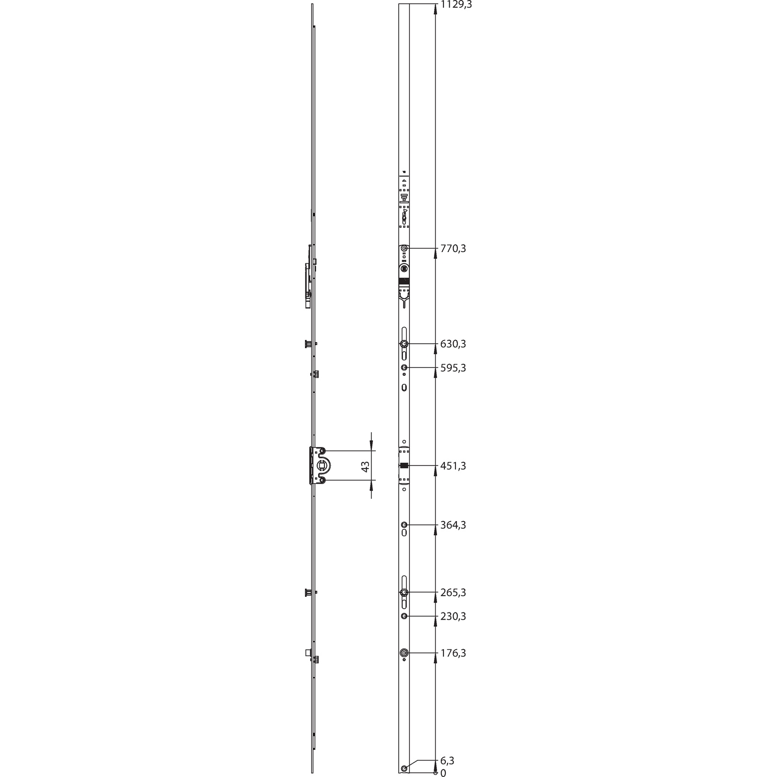 Winkhaus Getriebeschiene GAK.1325-2.DFE-P.BK KT