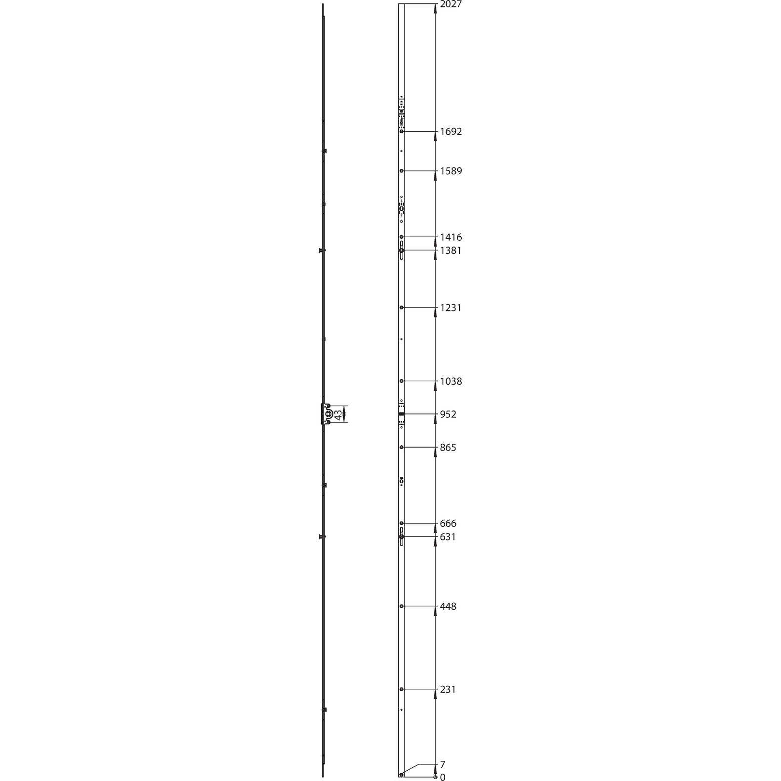 Winkhaus Getriebeschiene GAK.2225-2.LK.GR