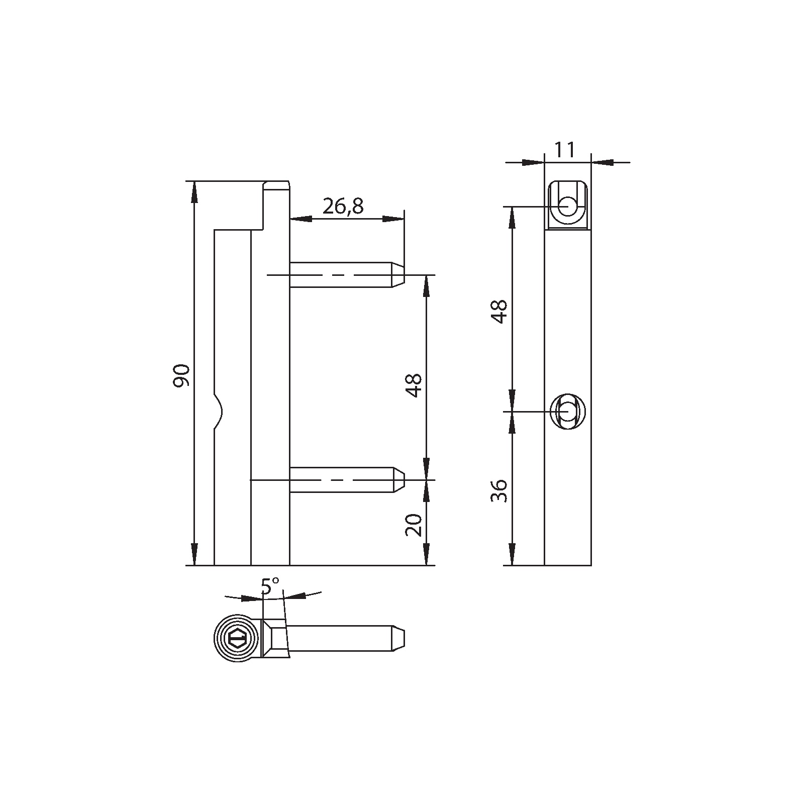 Winkhaus Flügellager FK 28-6/20 5° LS SL