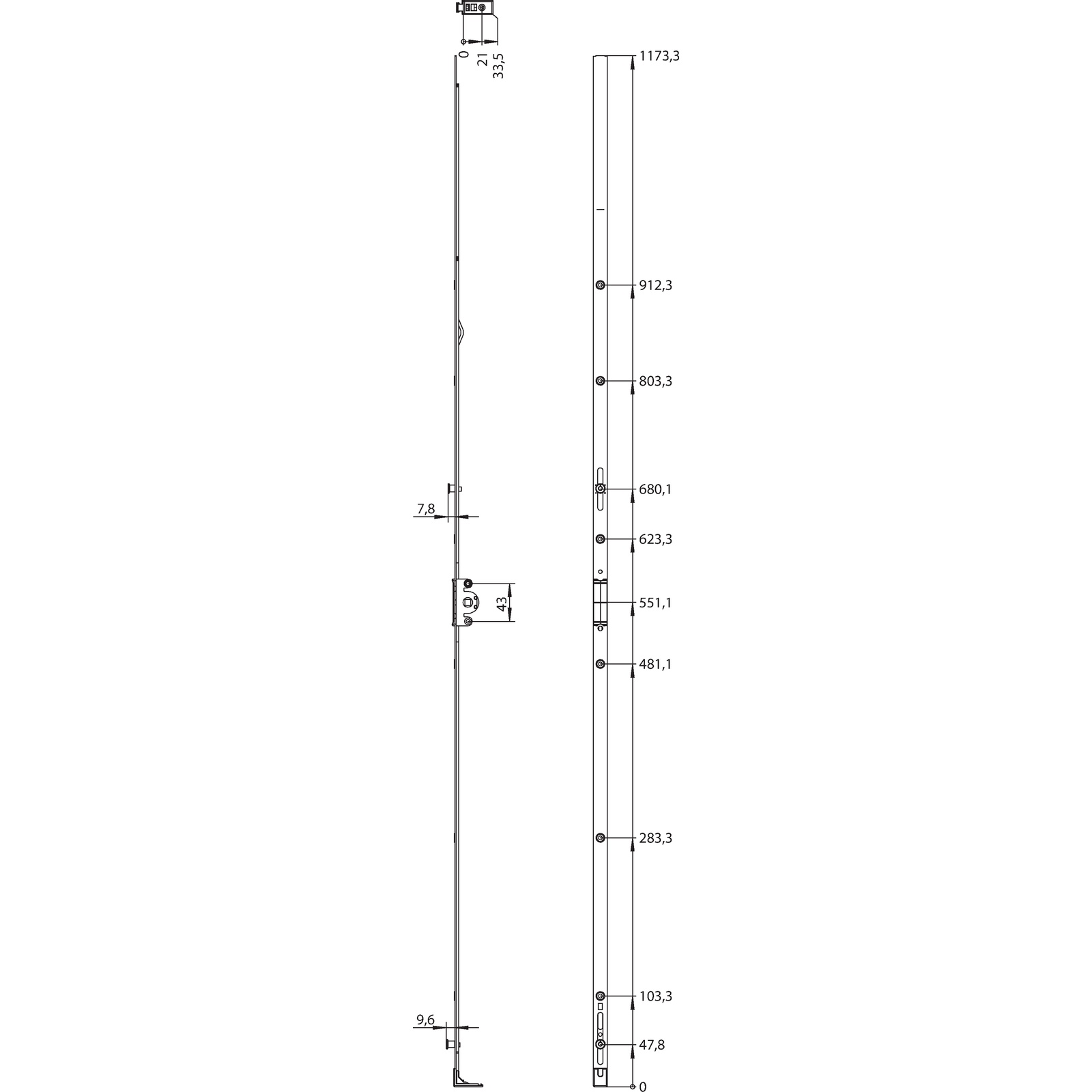 Winkhaus Getriebeschiene GK.U.1275-1.ZN.PKM