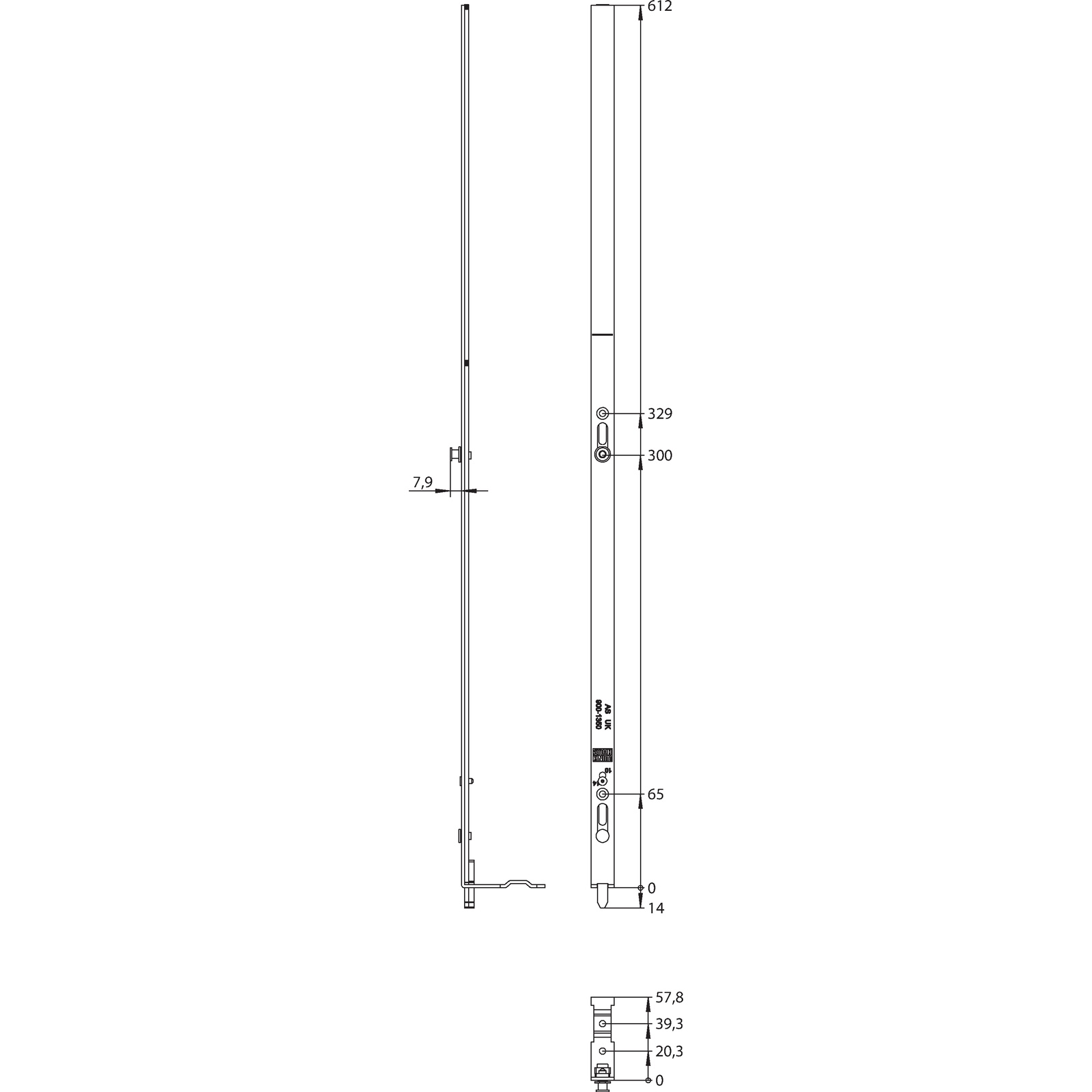 Winkhaus Anschlussschiene UK 1325/1-7 SBF SL
