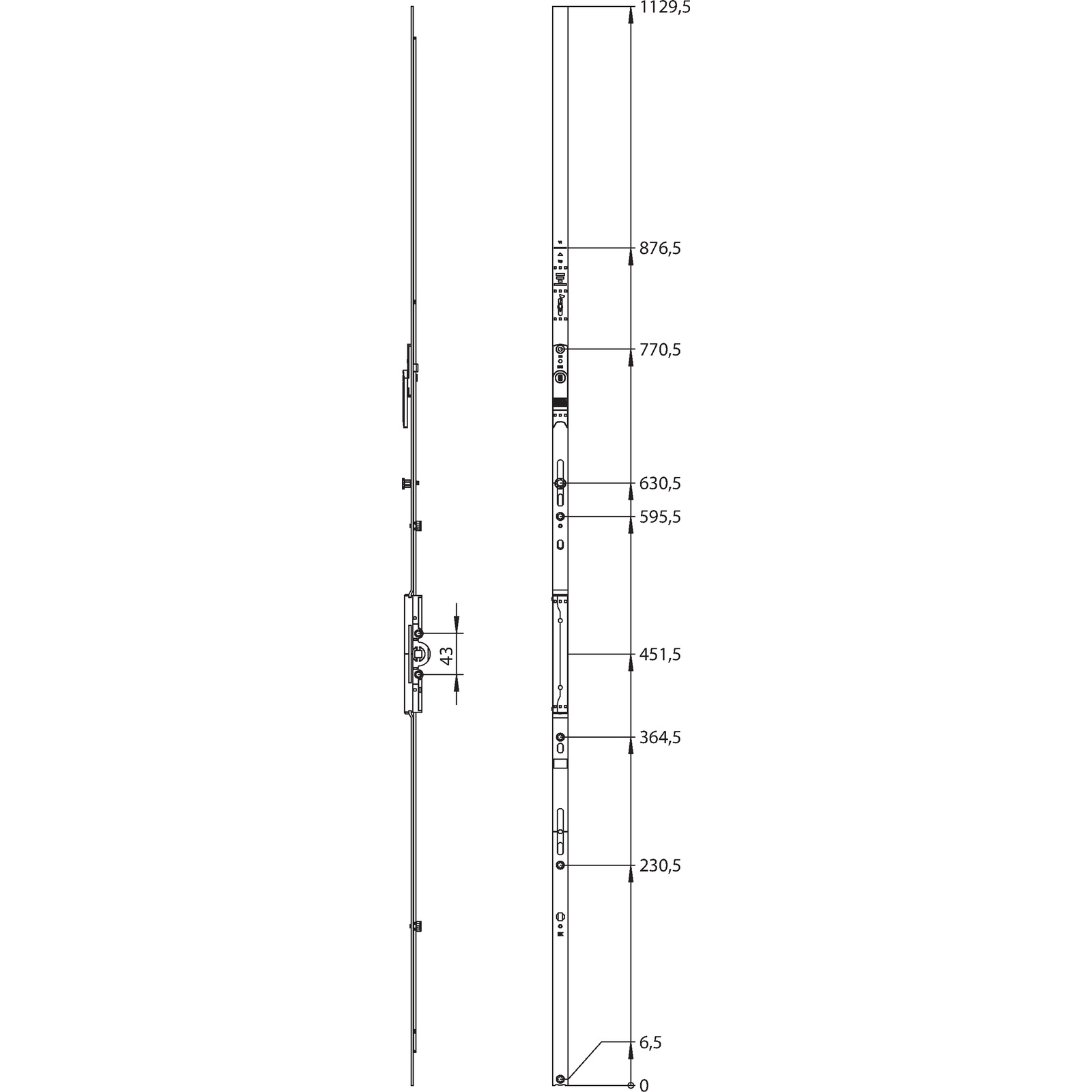 Winkhaus Getriebeschiene GAK.1325-1.D7,5.DFE