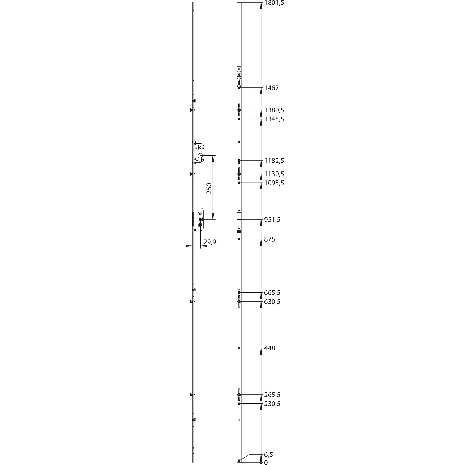 Winkhaus Getriebeschiene GAKA.PP.2000-4.D30
