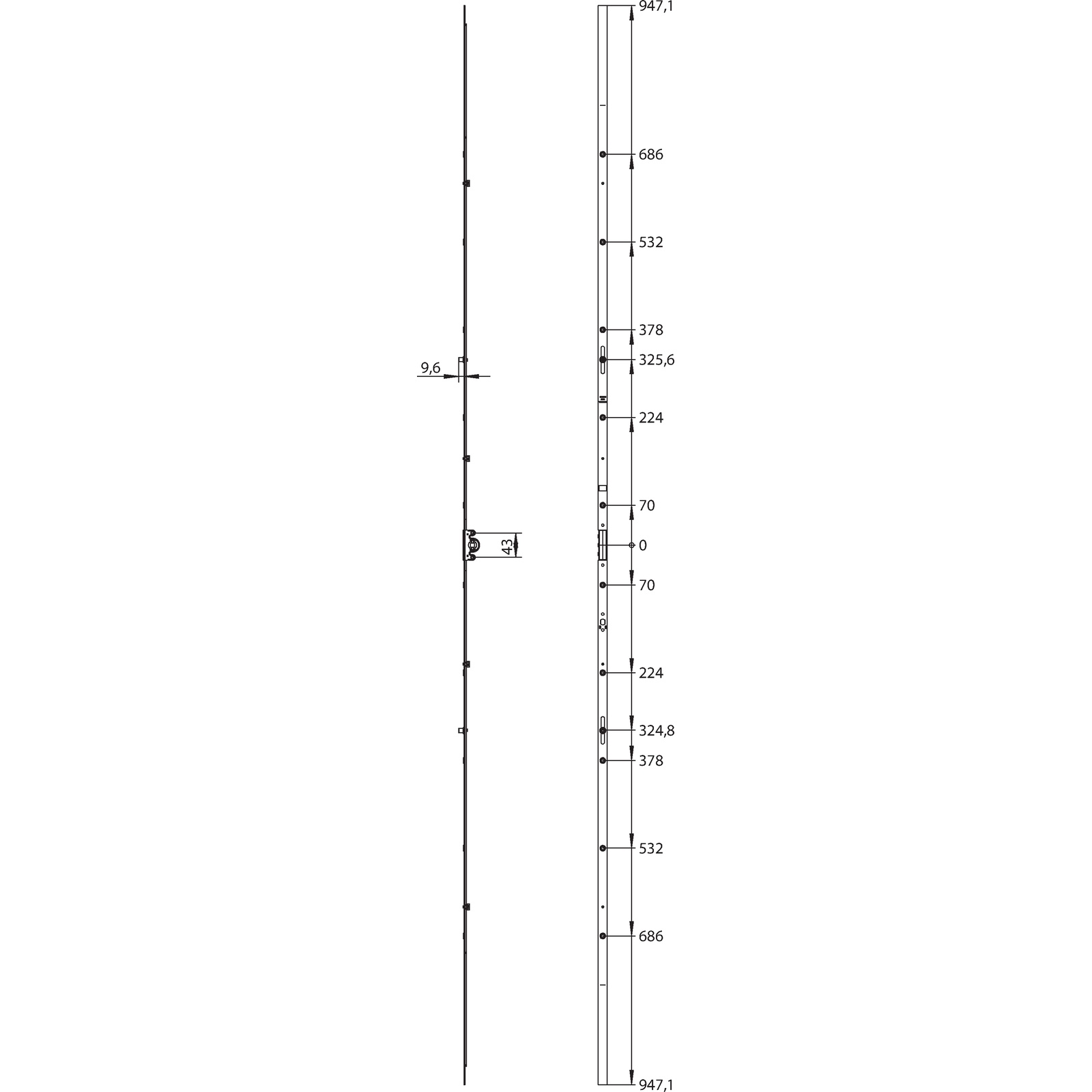 Winkhaus Getriebeschiene GM.U.N.2100-2.KT