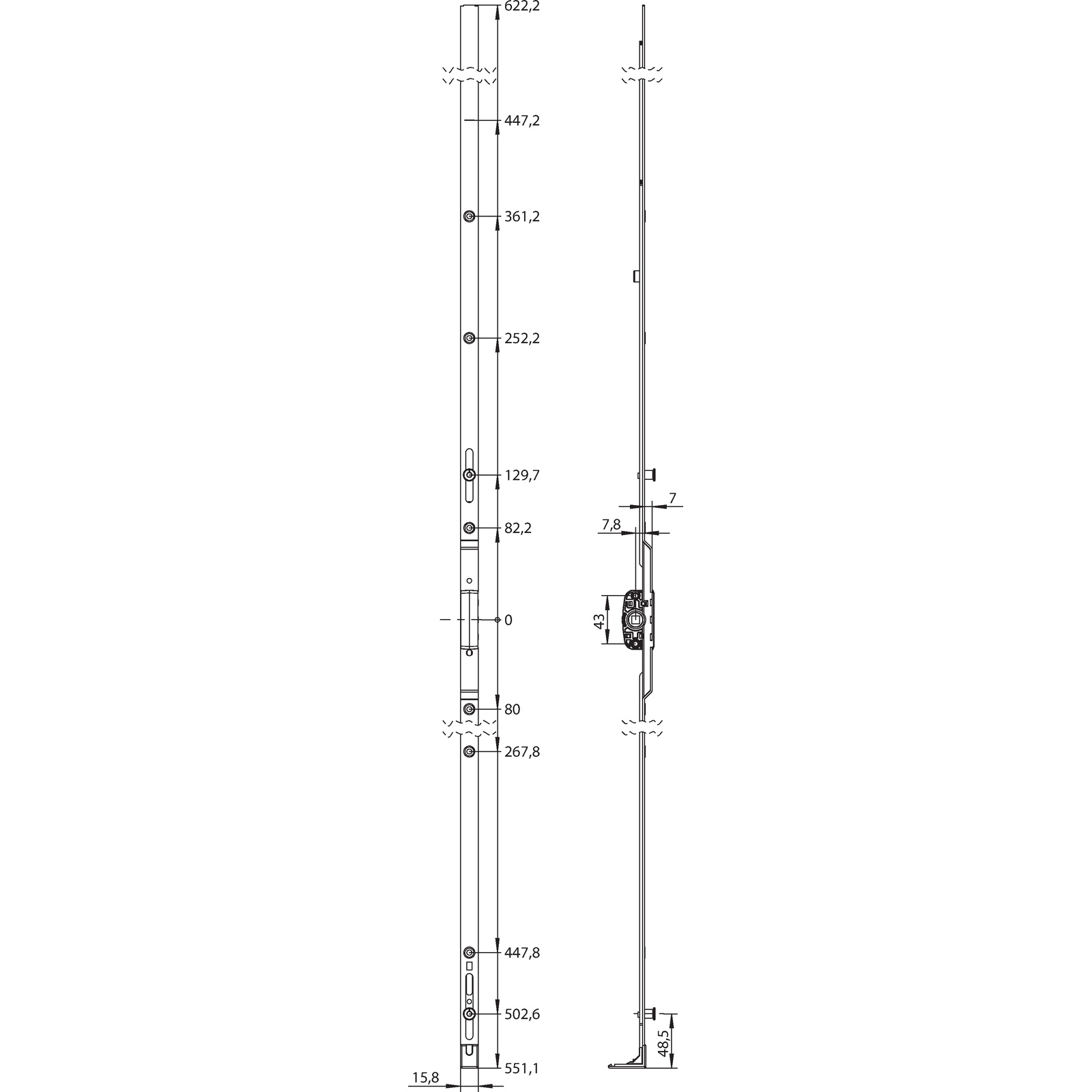Winkhaus Getriebeschiene GK.U.1275-1.D8,5.PKM