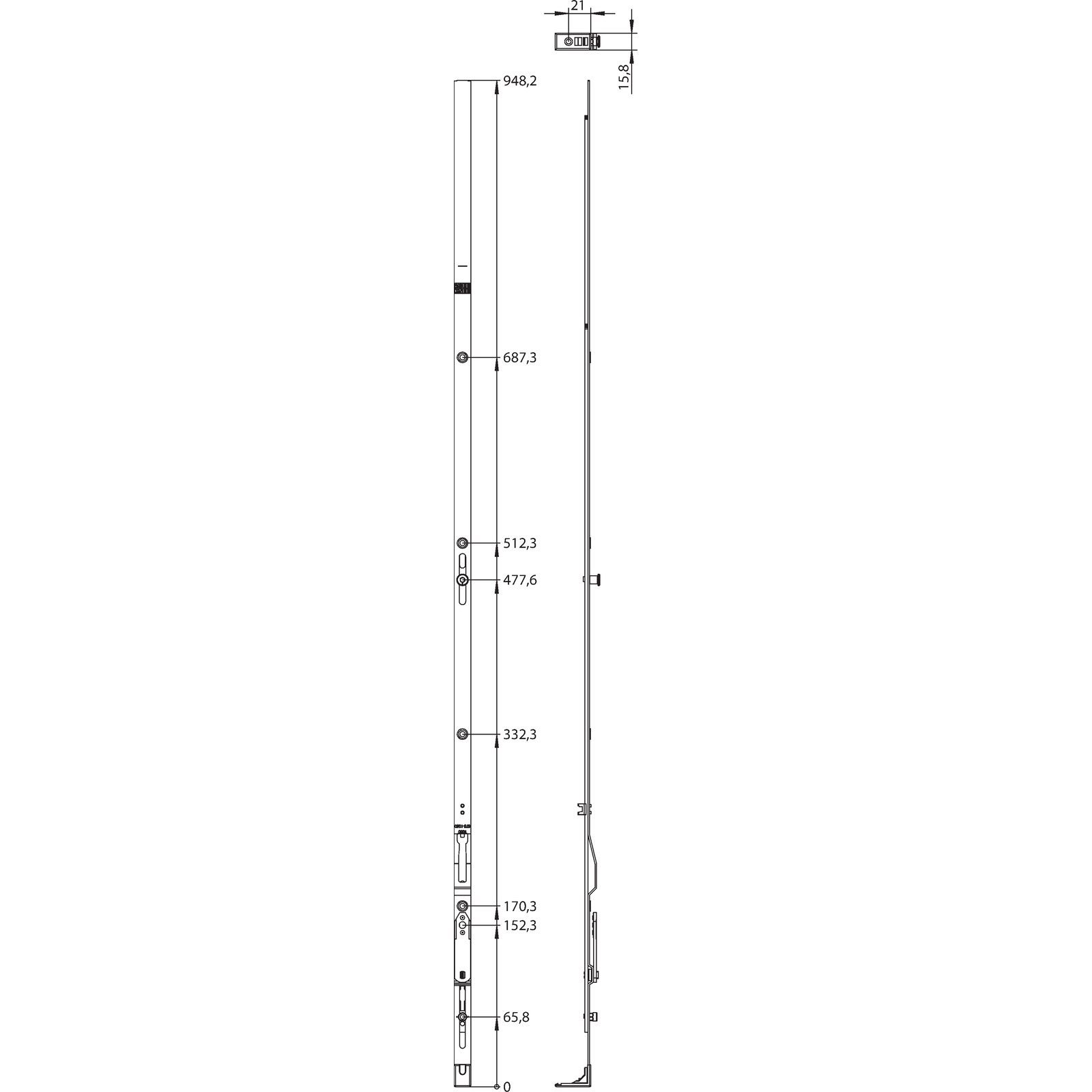 Winkhaus Oberschiene OS1.U.1050-1.PKM