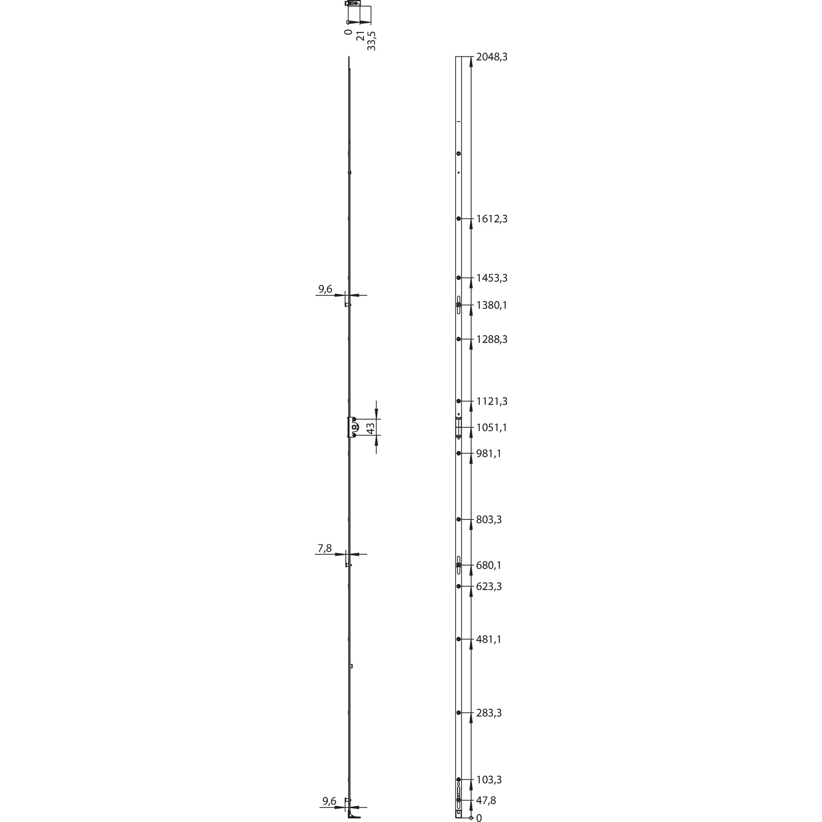 Winkhaus Getriebeschiene GK.U.2150-2.ZN.PKM
