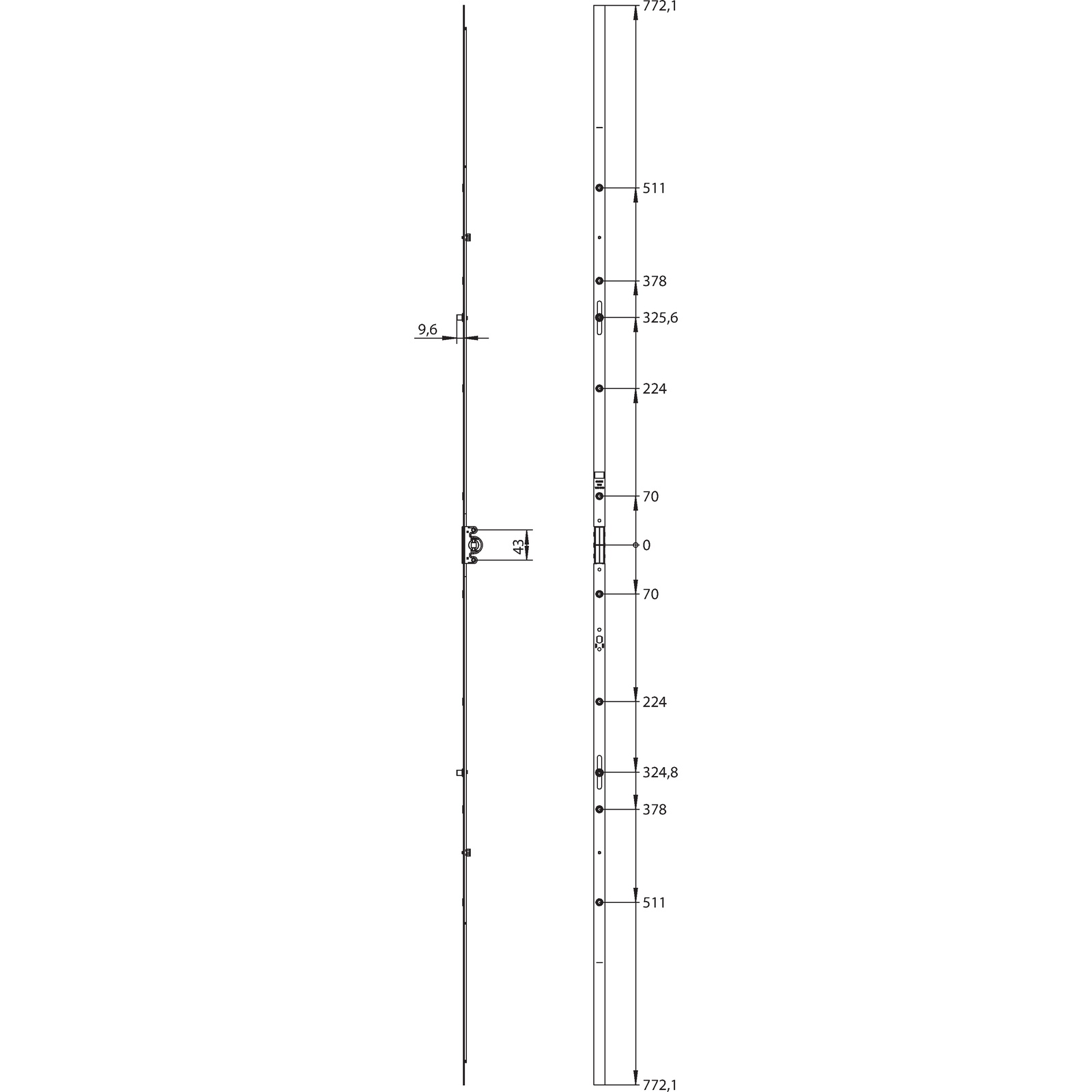 Winkhaus Getriebeschiene GM.U.N.1750-2.KT