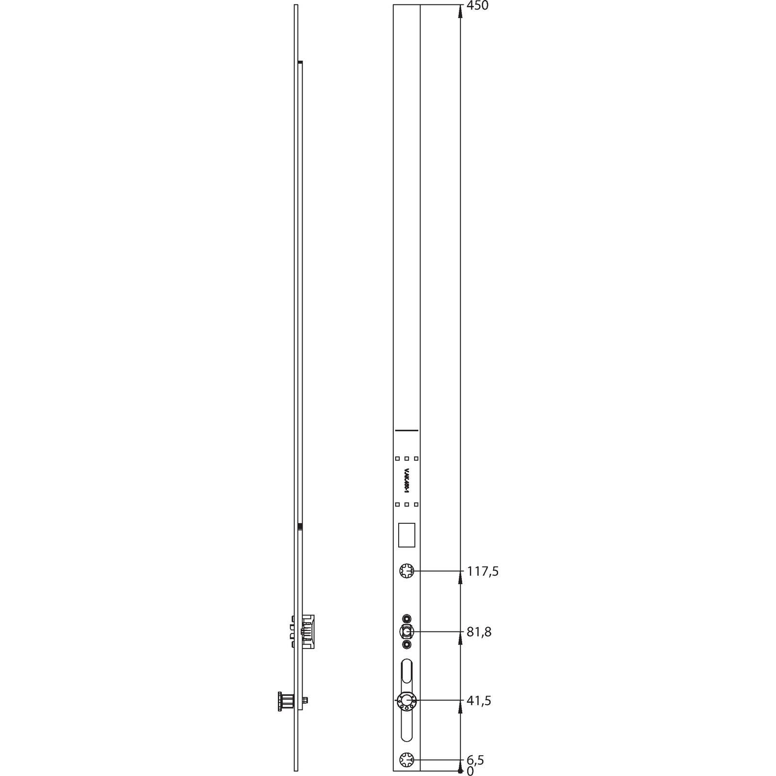 Winkhaus Verlängerungsschiene V.AK.450-1.LK.GR