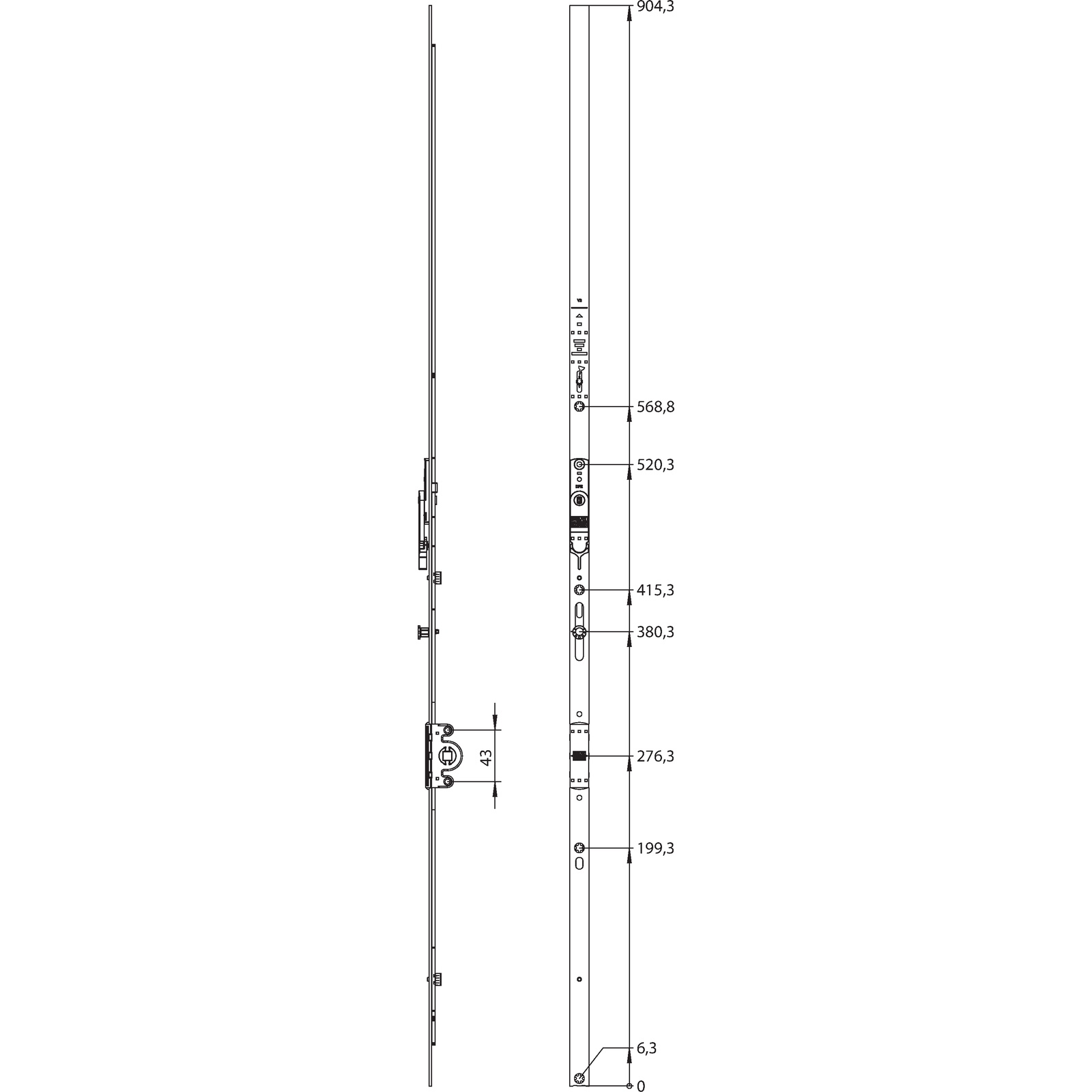 Winkhaus Getriebeschiene GAK.1100-1.DFE-P KT
