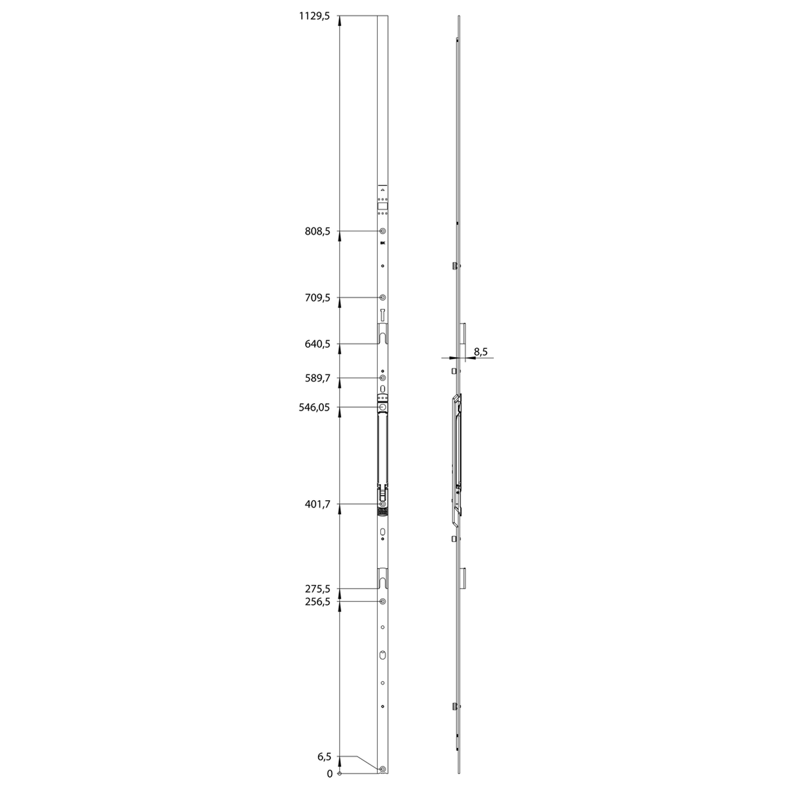Winkhaus Stulpflügelgetriebe GASK.1325-2, 2 Schließbleche