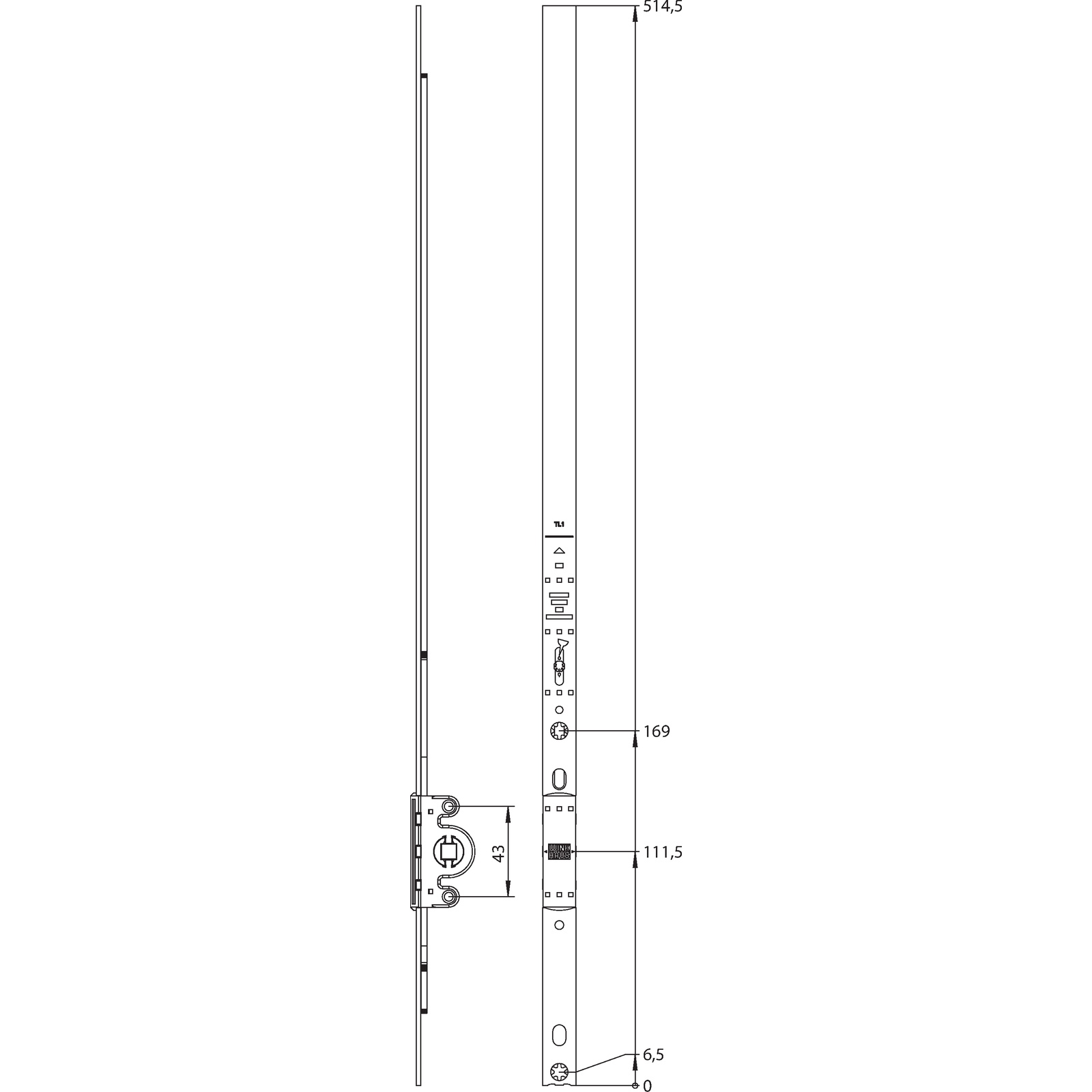 Winkhaus Getriebeschiene GAK.710.LK.GR