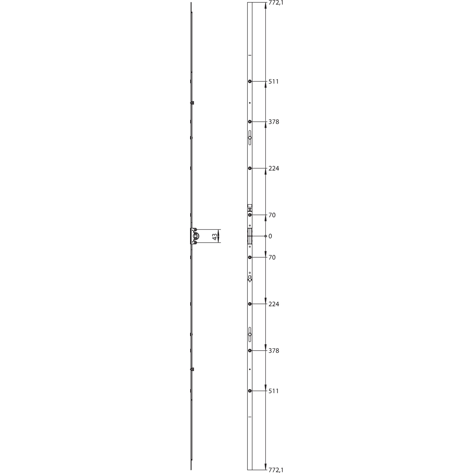 Winkhaus Getriebeschiene GM.U.N.1750-0